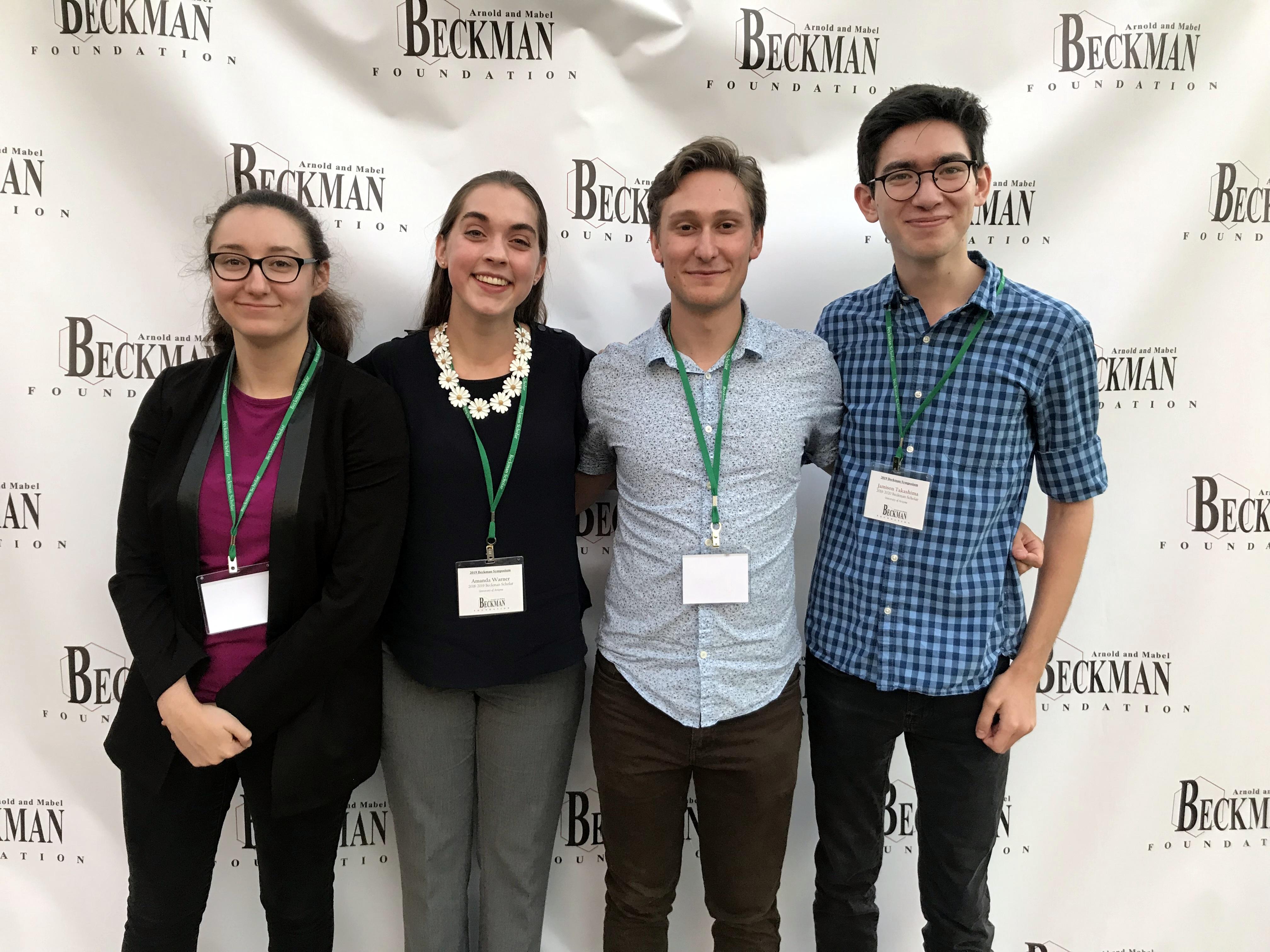 UArizona's last four Beckman Scholars, Catherine Weibel, Amanda Warner, Randall Eck, and Jamie Takashima